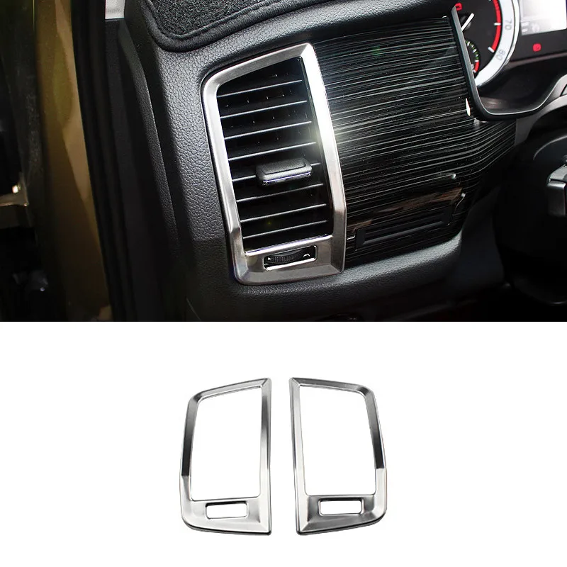 For Skoda Kodiaq 2020-2017 Auto Accessories Interior Decoration Stainless Steel Air Outlet Cover Sequins Frame Trim Car Styling