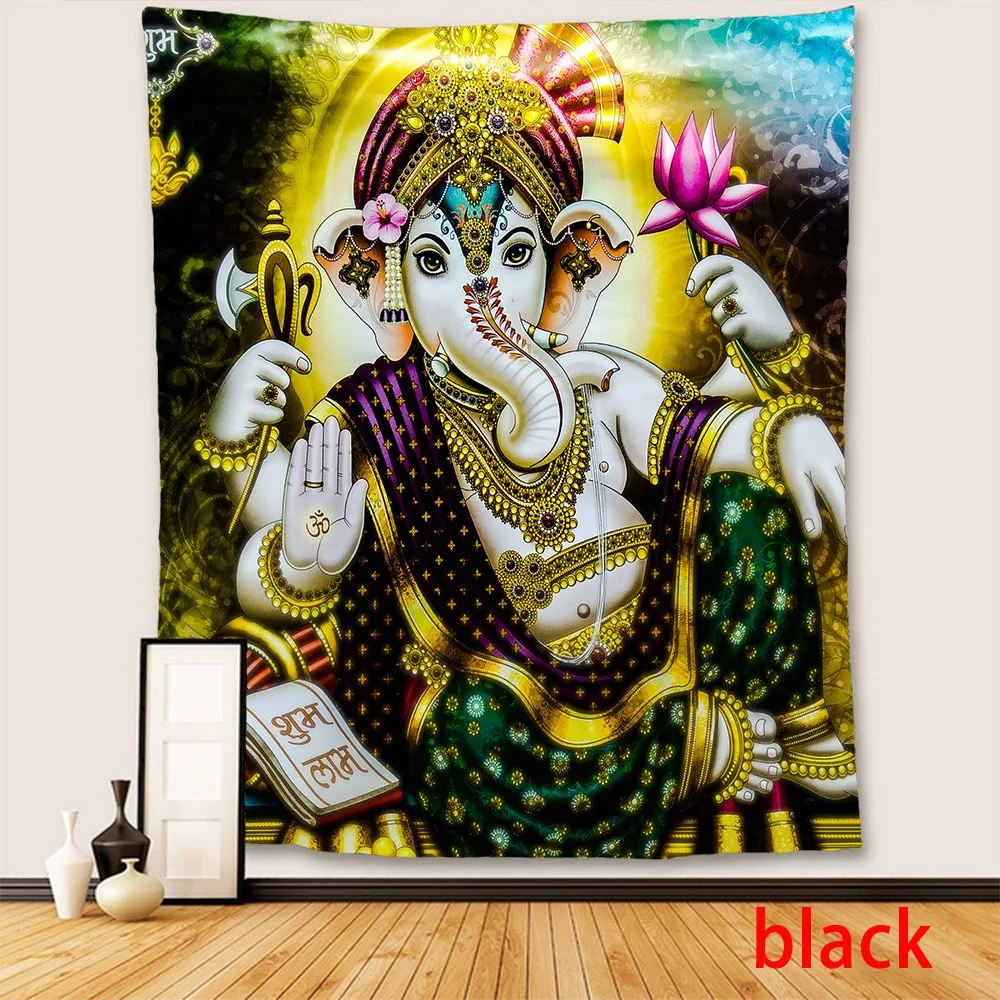 3D Aesthetics Mythology Style Personality Indian Buddhism Culture Buddha Shiva and Ganesha Tapestry Wall Hanging Wall Art