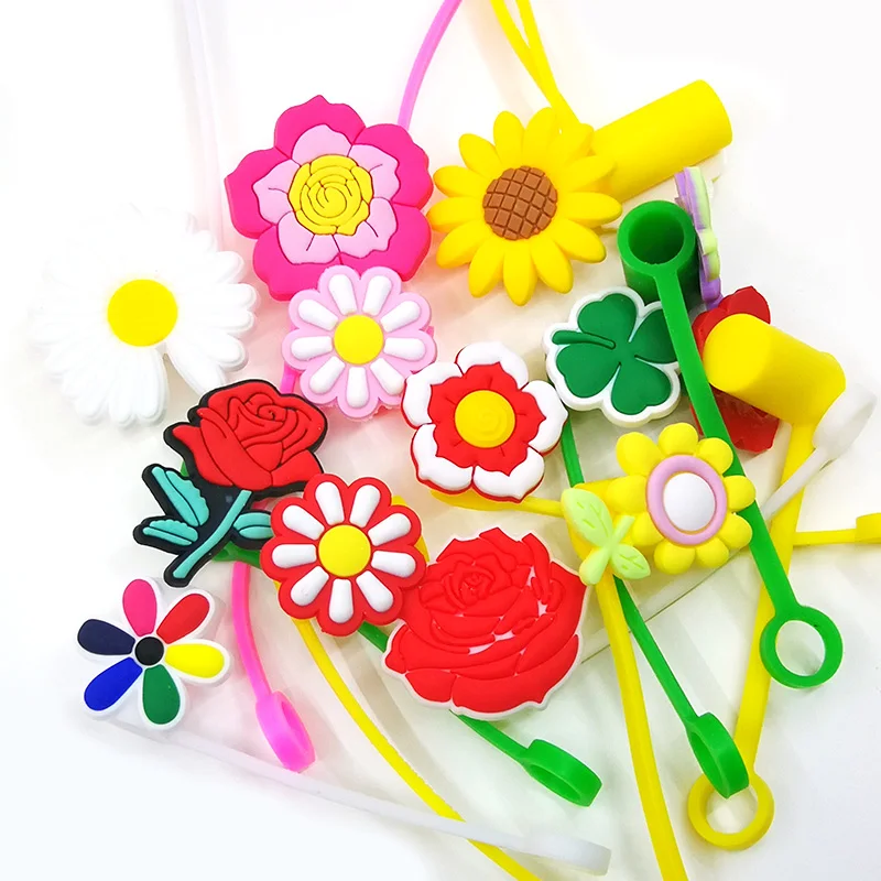 1PCS PVC hot sale straw topper plant Silicone Straw cover Reusable Airtight Drinking Dust Cap Splash Proof Drinking Straw caps