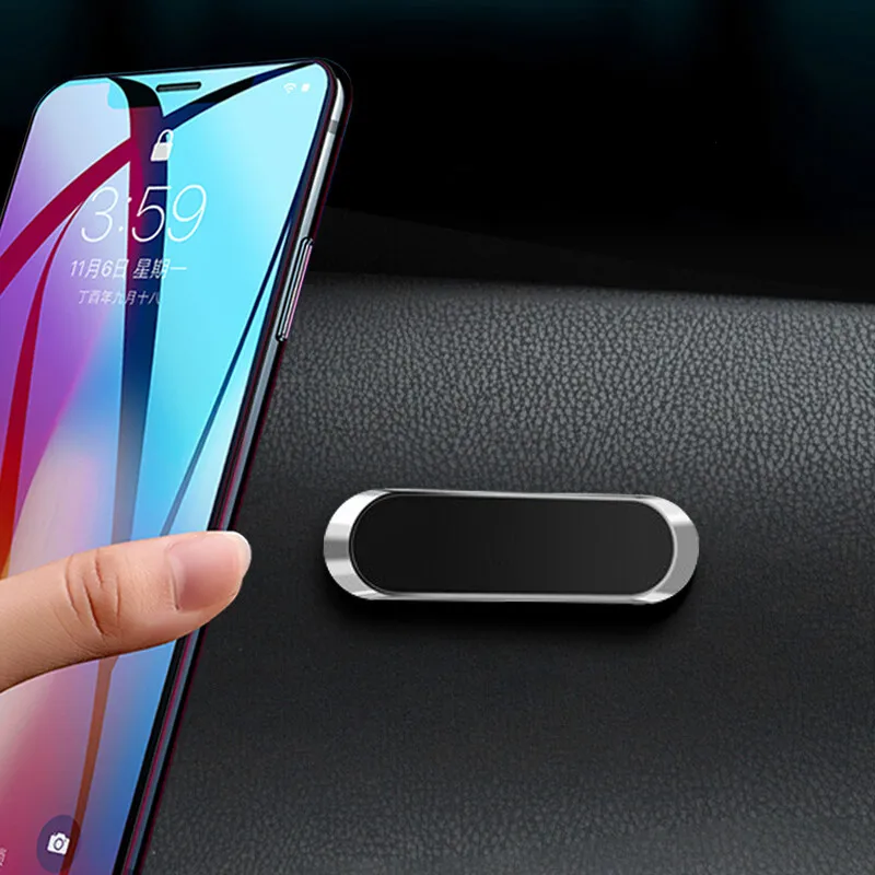 1PC New Magnetic Car Phone Holder Dashboard Mini Strip Shape Stand For iPhone Samsung Xiaomi Metal Magnet GPS Car Mount for Wall