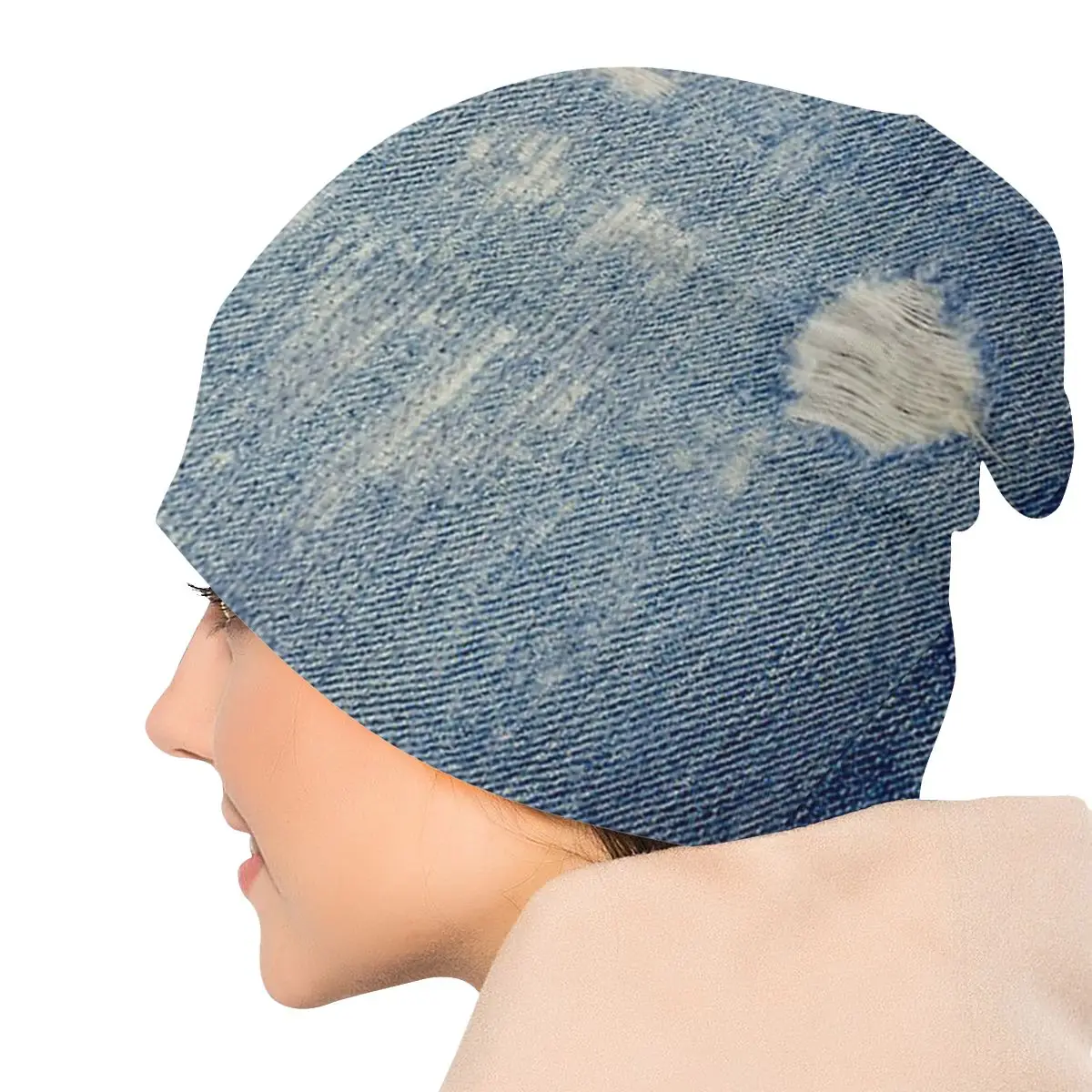 Denim Jeans Bonnet Hats Knitting Hats Outdoor Skullies Beanies Hats Unisex Summer Warm Head Wrap Cap