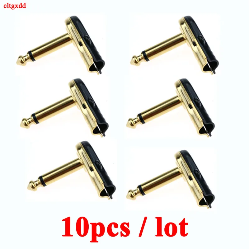 

10pcs/lot 6.35mm Mono Jack Right Angle 2 Pole Male Plug Guitar Phono 1/4 Inch Plug for Guitar Effect Pedal Instrument