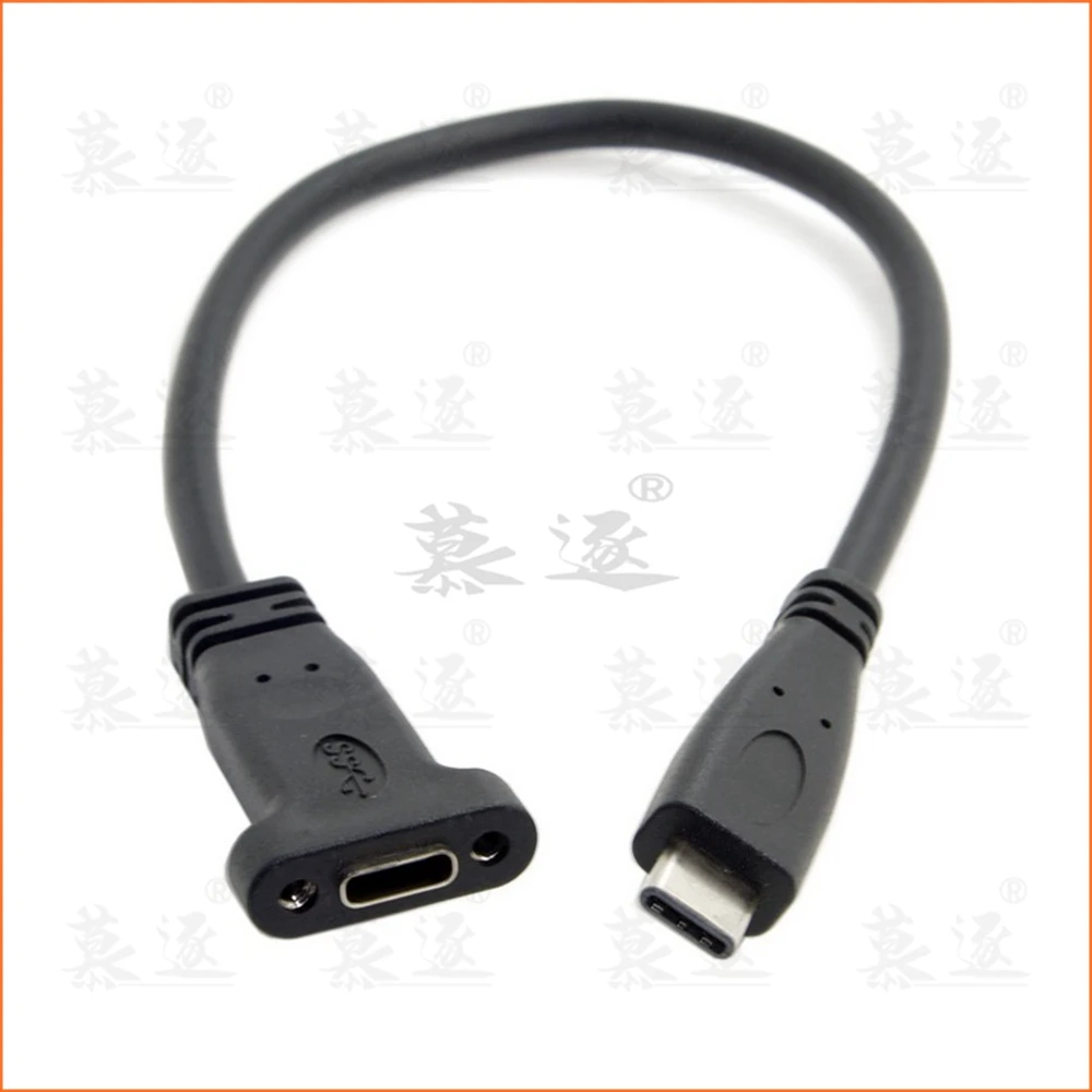 USB-C USB 3,1 Typ C typ-c Männlichen zu Weiblichen Kabel mit Panel Mount Schraube Loch 0,2 M