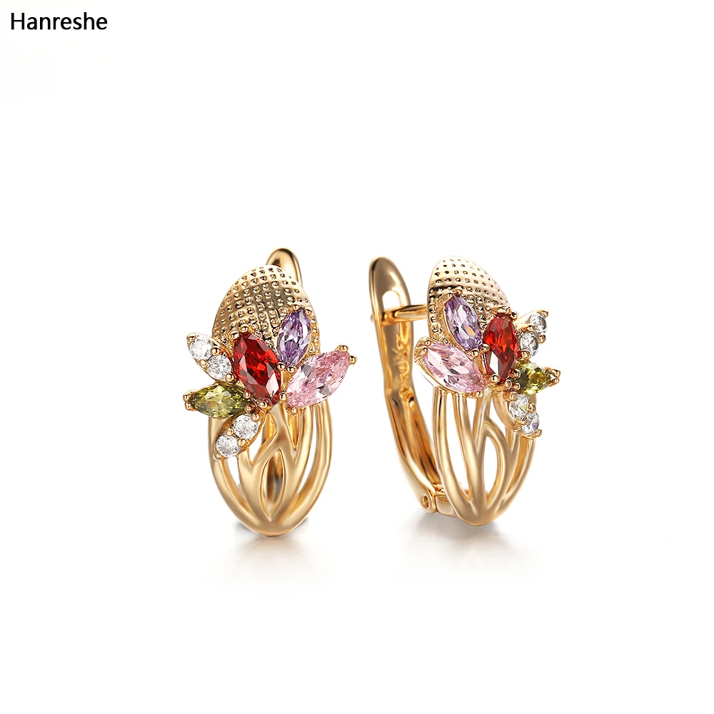 Hanreshe Copper Crystal Earrings Cute Natural Zircon Stud Earrings Aesthetic Trendy Jewelry Party Weddings Earrings Women Gift