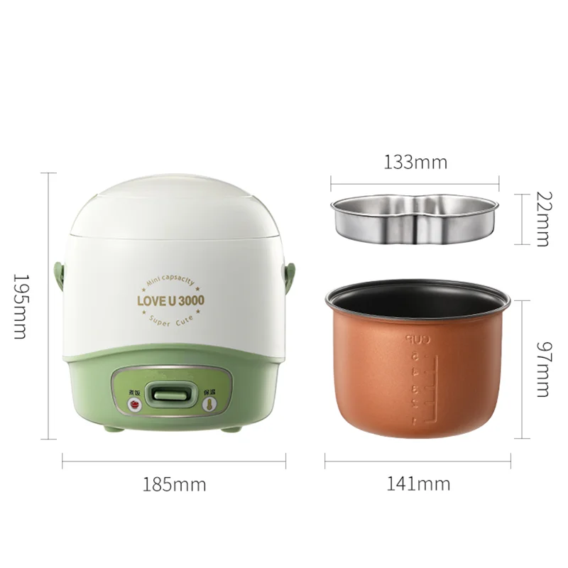 220V 1.2L Mini Electric Rice Cooker Non-stick Multi Cooker Household 200W Cooking Pot For Office School Trip Travel For Home