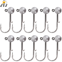 10pcs/lot NED head jigs hook 1g-20g All size Round Ball Jig Head Hook Weedless Long Shank Secondary hooks For Soft Worm Fishing