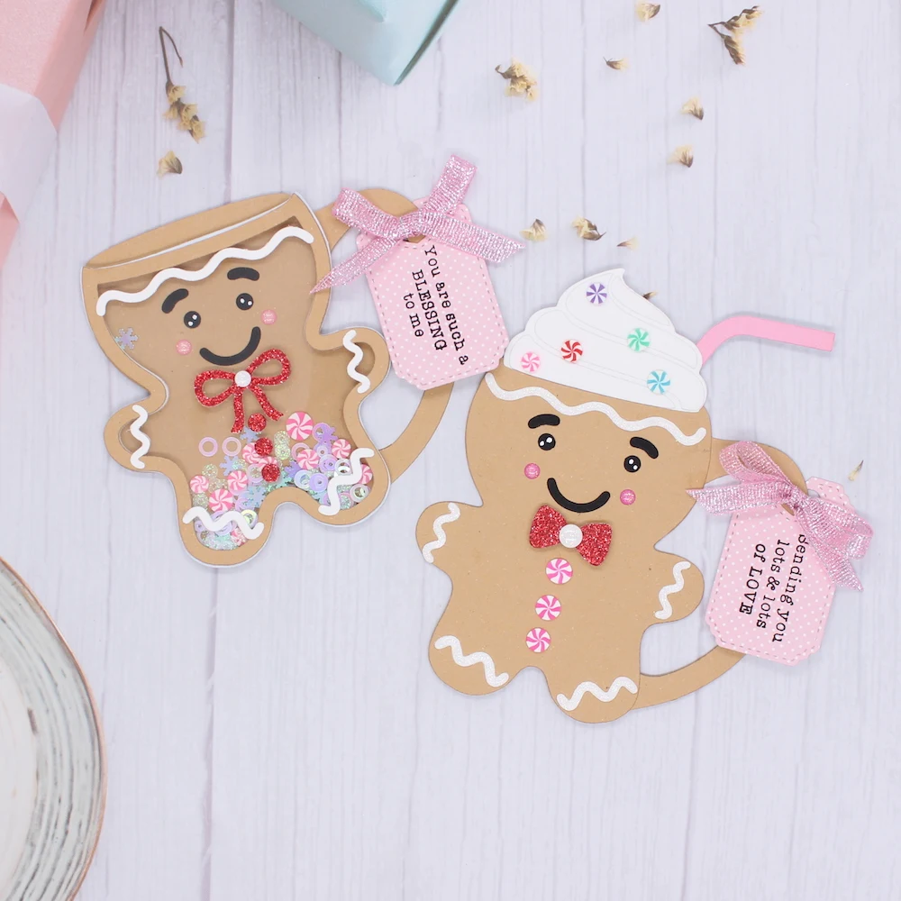 KSCRAFT Gingerbread Man kubek kawy Shaker metalu wykrojniki szablony dla DIY Scrapbooking dekoracyjne wytłaczanie kartki DIY