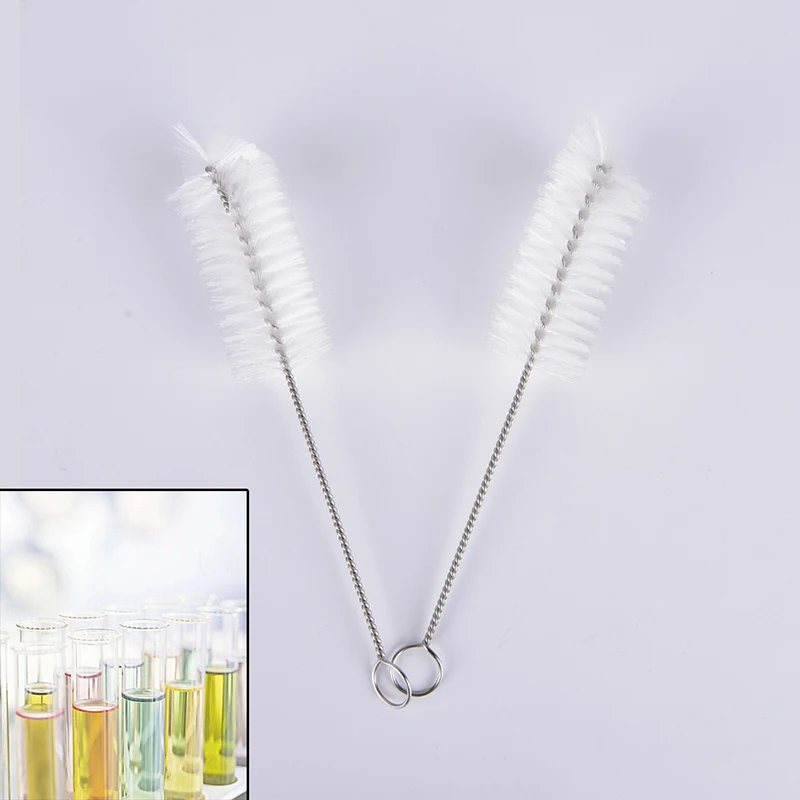 2Pcs Lab Kimia Botol Makan Jerami Tabung Botol Kaca Cleaning Brushes Cleaner Laboratory Supply