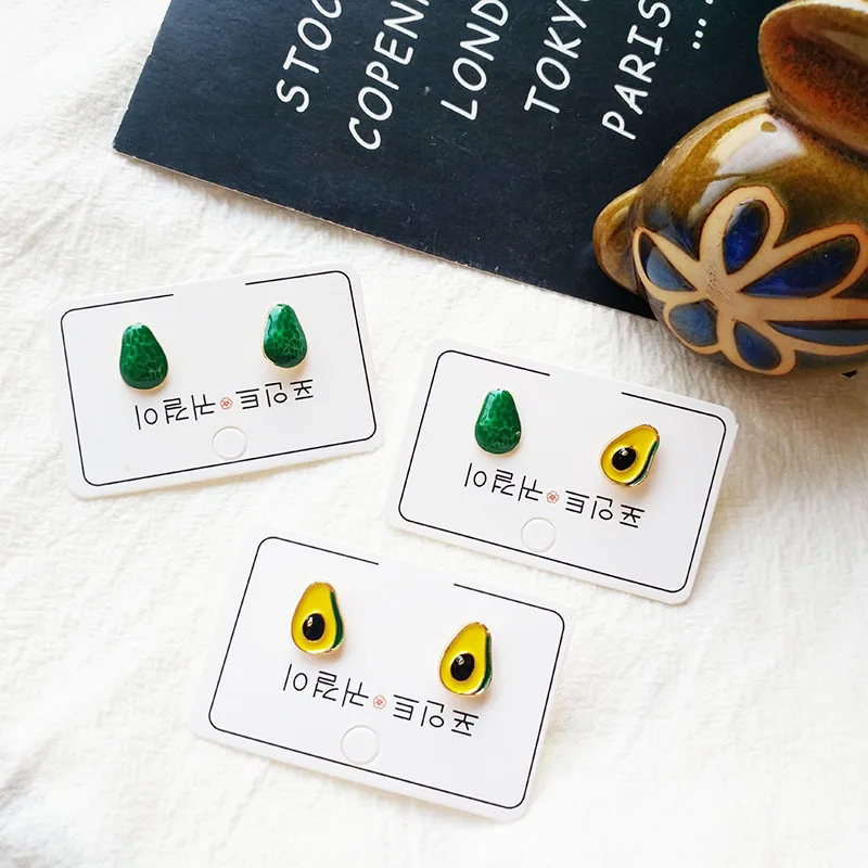 Korean Temperament Cute Summer Fruit Food kawaii Green Avocado Stud Earrings Sweet Girls Small Fresh Earrings Jewelry Gift