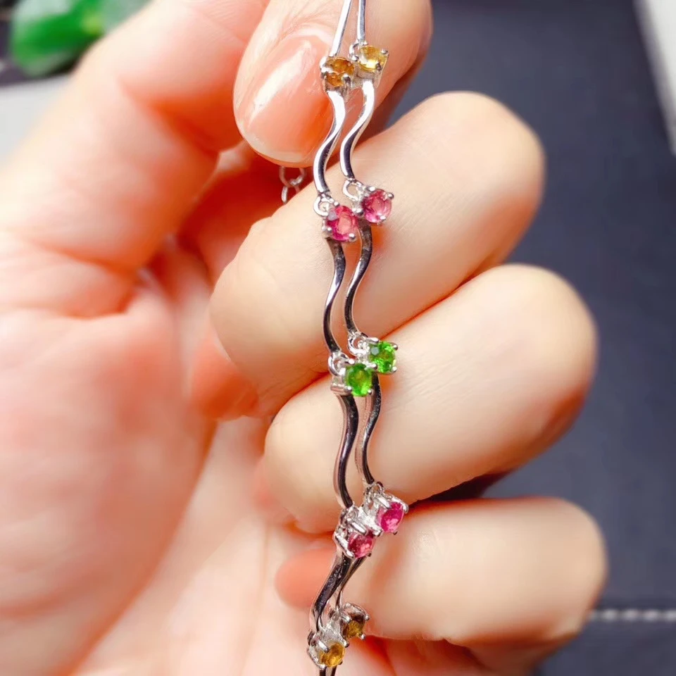 

KJJEAXCMY fine jewelry natural Tourmaline 925 sterling silver new women gemstone hand bracelet support test luxury beautiful