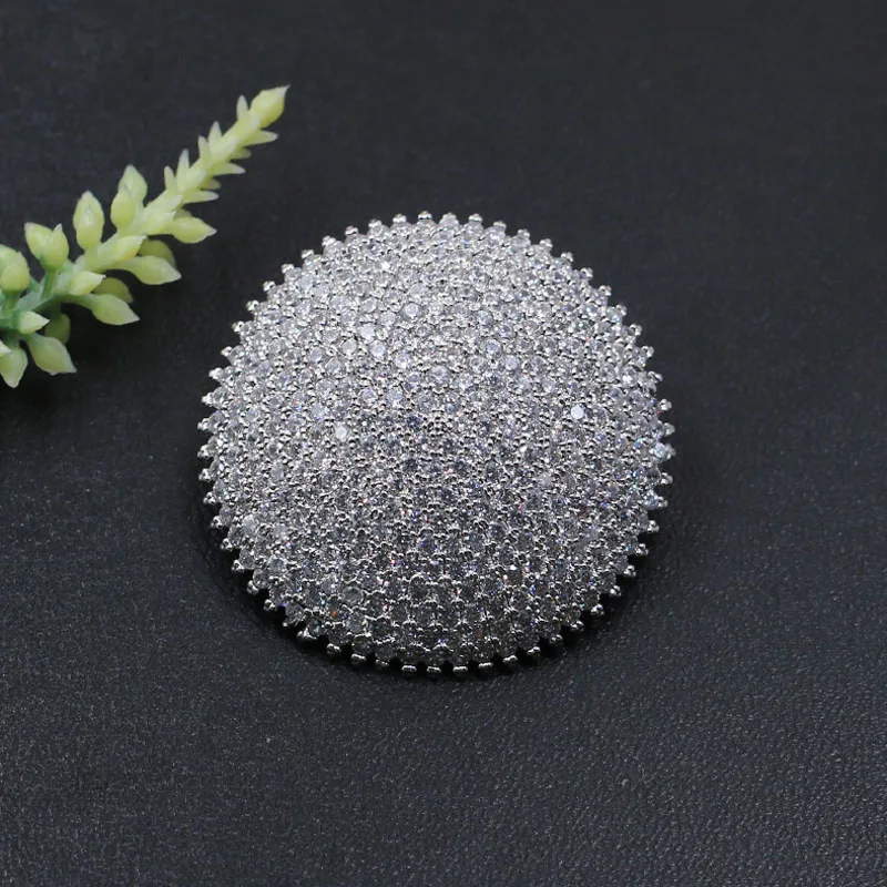 Vanifin Fashion Jewelry Exquisite Full Micro Distinct Round Brooch Pendant Dual Use for Wedding Party Sandblasting Popular Gift