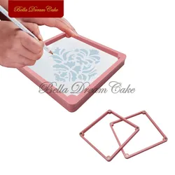 12*12cm Plastic Printing Die Fixed Frame Cake Stencil Fondant Cookies Spray Mold Cake Decoration Tools Baking Accessories