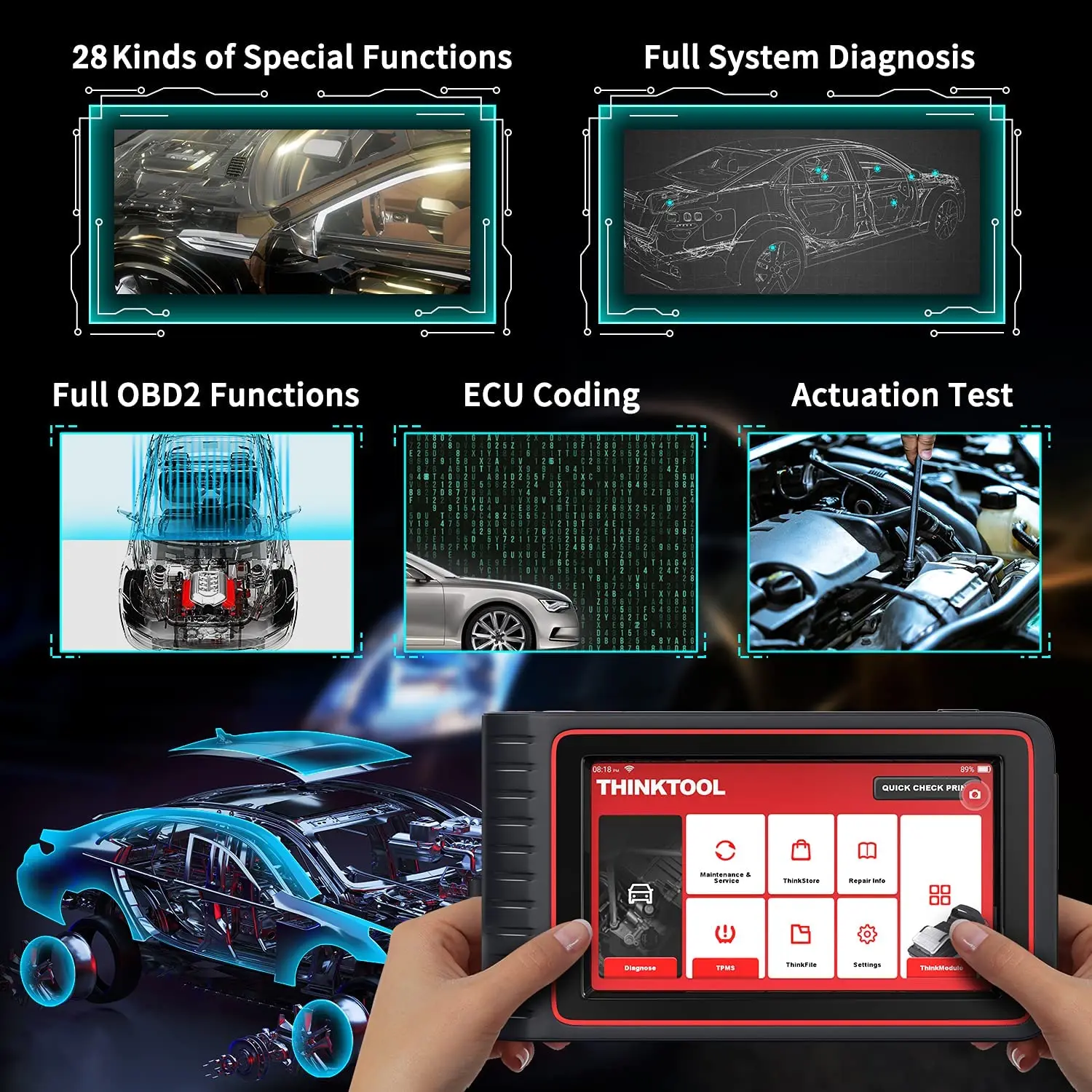 THINKCAR Thinktool Professional OBD OBD2 Scanner All System ECU Coding Bi-directional Test OE-level Car Auto Diagnostic Tool