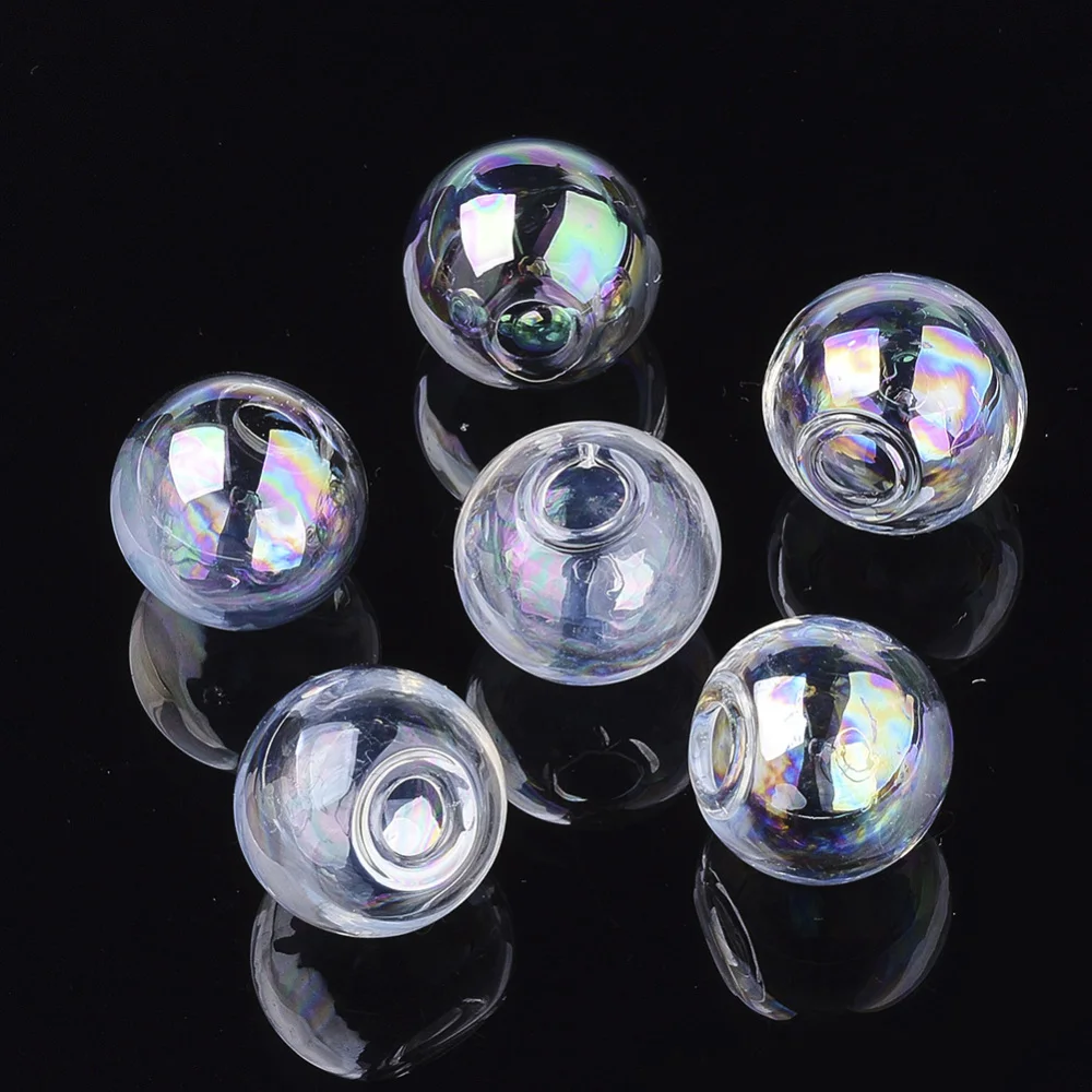 10pcs Clear Round Handmade Blown Glass Globe Beads Half Drilled Bead 8/12/14/16/18/20mm for Stud Earring Making Crafts Decor