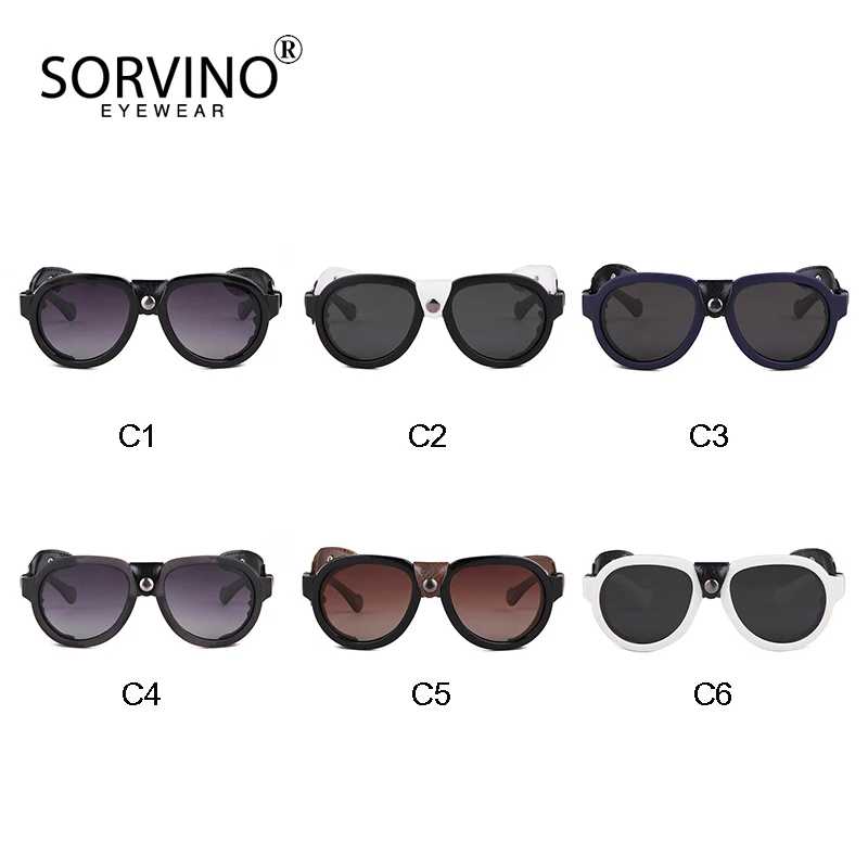 SORVINO Vintage Steampunk Gothic Goggles Polarized Sunglasses Men Retro Fashion Leather with Side Shades Sun Glassesjavascript:
