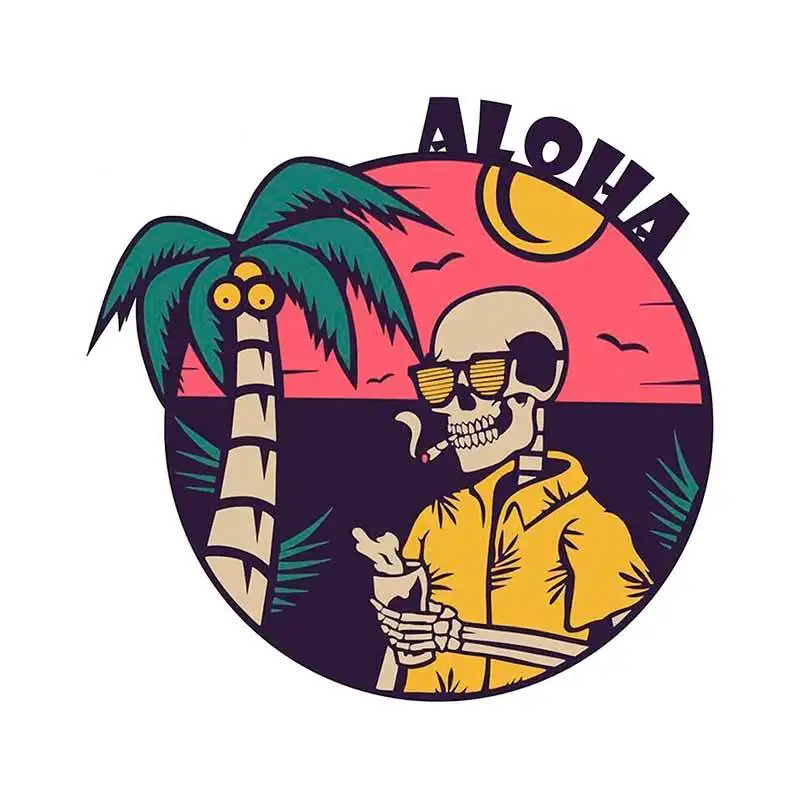 Dead Aloha Skull Decal RV Waterproof Scratch-Proof Car Stickers Windshield Personality Car Styling JDM Van Bike Offroad RV