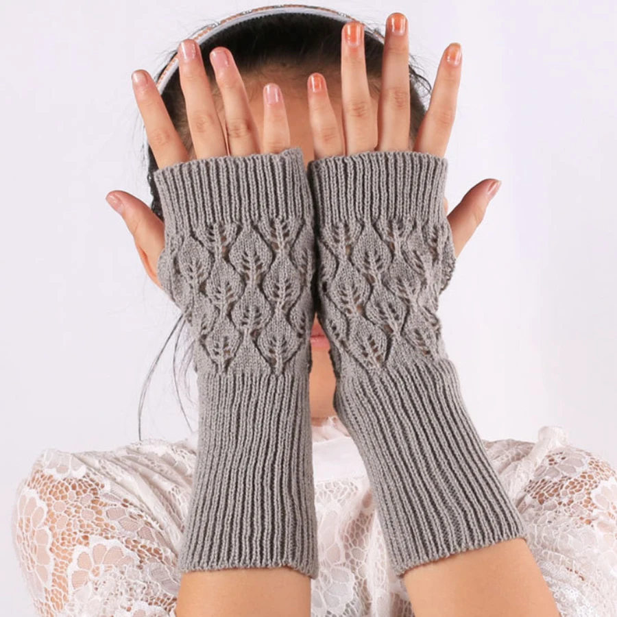 Women Gloves Stylish Hand Warmer Winter Gloves Women Arm Crochet Knitting Faux Mitten Warm Fingerless arm warmers Gloves