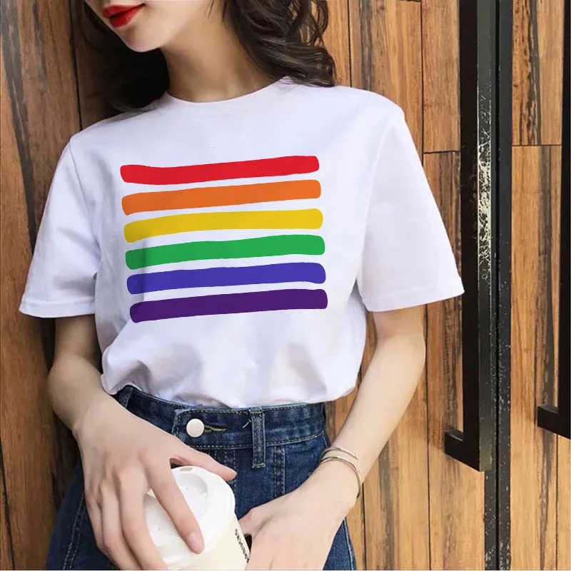 2023 Best Seller T-Shirt Watercolor Rainbow Wireless Signal Women Summer Polyester Cute Print Tees Tops Clothes Tshirt