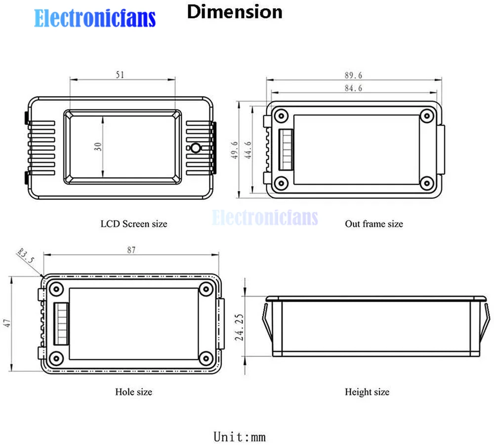 Testeur de batterie numérique PZEM-015 50A, ampèremètre, voltmètre, compteur d\'énergie, capacité de puissance, impédance, électricité résiduelle,