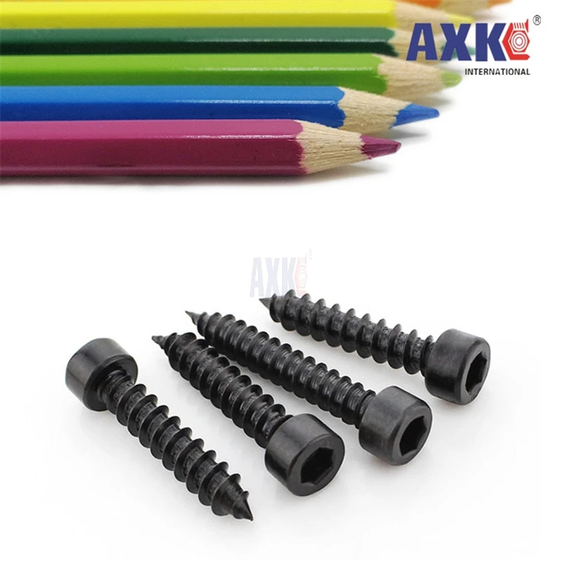 Grade 8.8 Carbon Steel M2 M2.6 M3 M3.5 M4 Black Wood Screw Hex Socket Allen Head Self Tapping Screws   For Audio OEM Support