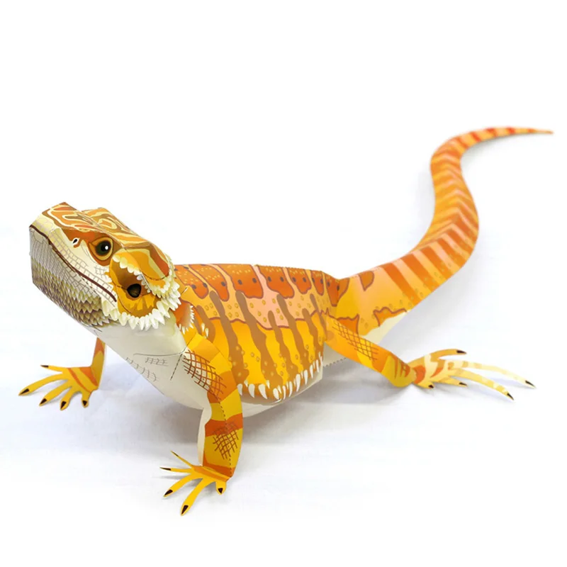 Pogona-Mini modelo de papel 3D para niños y adultos, lagarto viteceps, arte de Origami hecho a mano, reptil, Animal, juguetes artesanales, QD-004