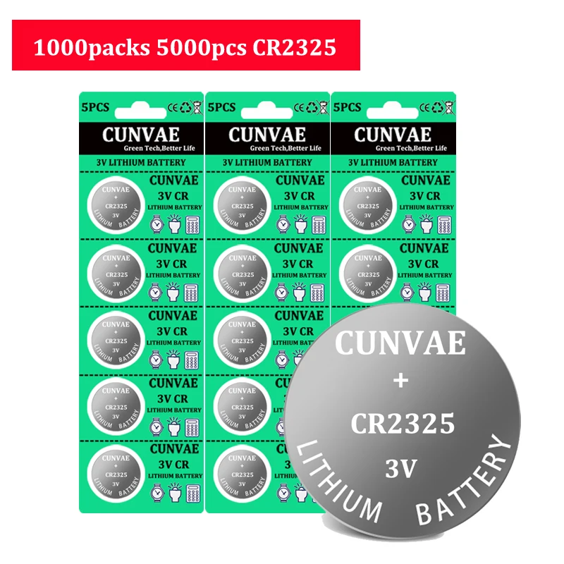 5000pcs CR2325 3V BR2325 DL2325 CR 2325 190mAh lithium Battery Button Coin Cell Batteries For car key watches Calculators