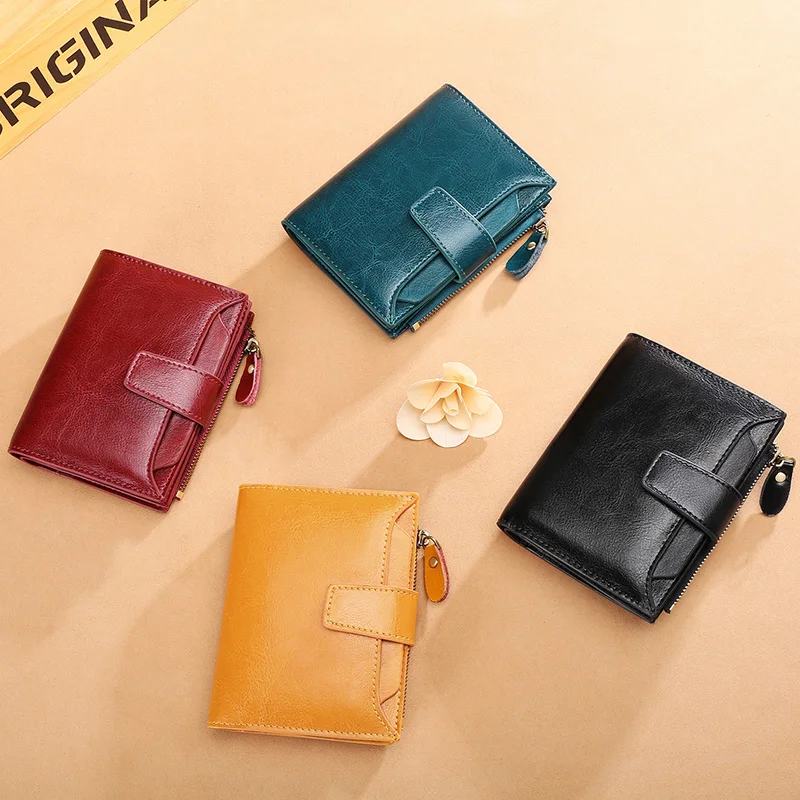 Zency 100% Genuine Leather Women Wallets Small Casual Simple Female Clutch Purse Clip Pocket Card Holder Wallet For Ladies