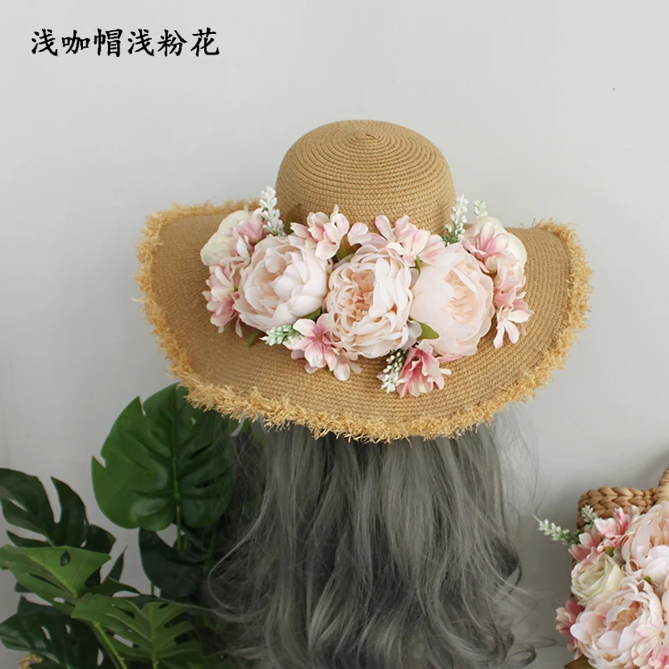 Weave Rattan Straw Holiday Casual Tote Handbag Multicolor Customized  Bohemia Style Women Summer Flower Beach Bag and Hat Suit