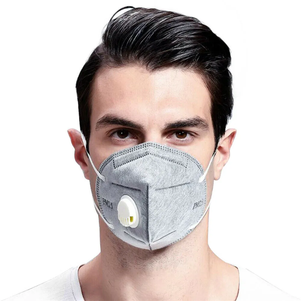 10-50pcs Gray Anti Dust Mask PM2.5 Activated Carbon Filter Face Mouth Masks Reusable PPE Mouth Cover Anti Fog Haze Respirator