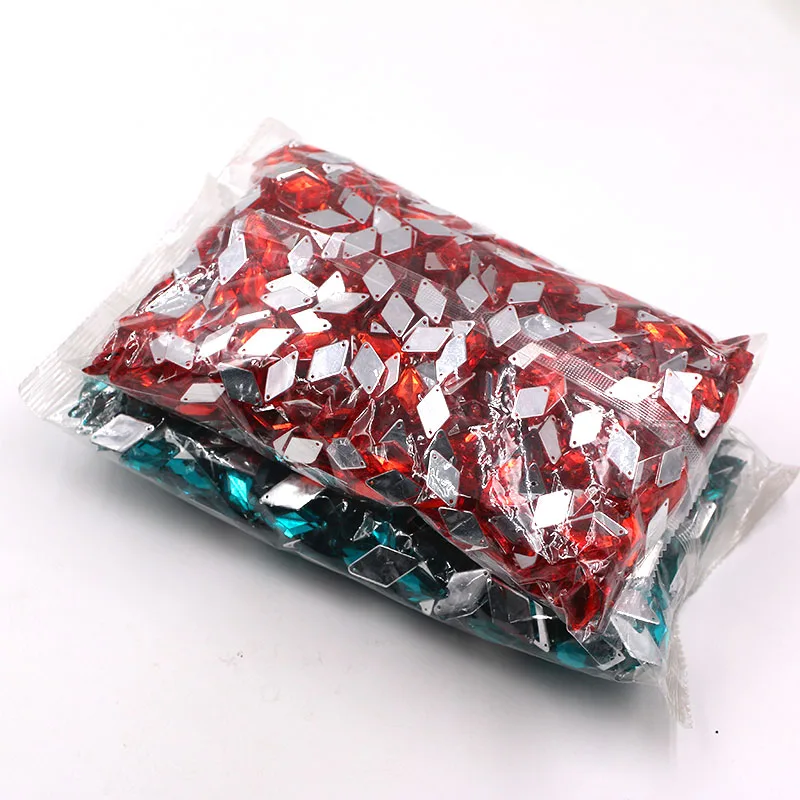 Big Bag Wholesale High Quality Diamond Shaped Acrylic Sew Flatback With Hole Rhinestones Diy/Clothing Accessories