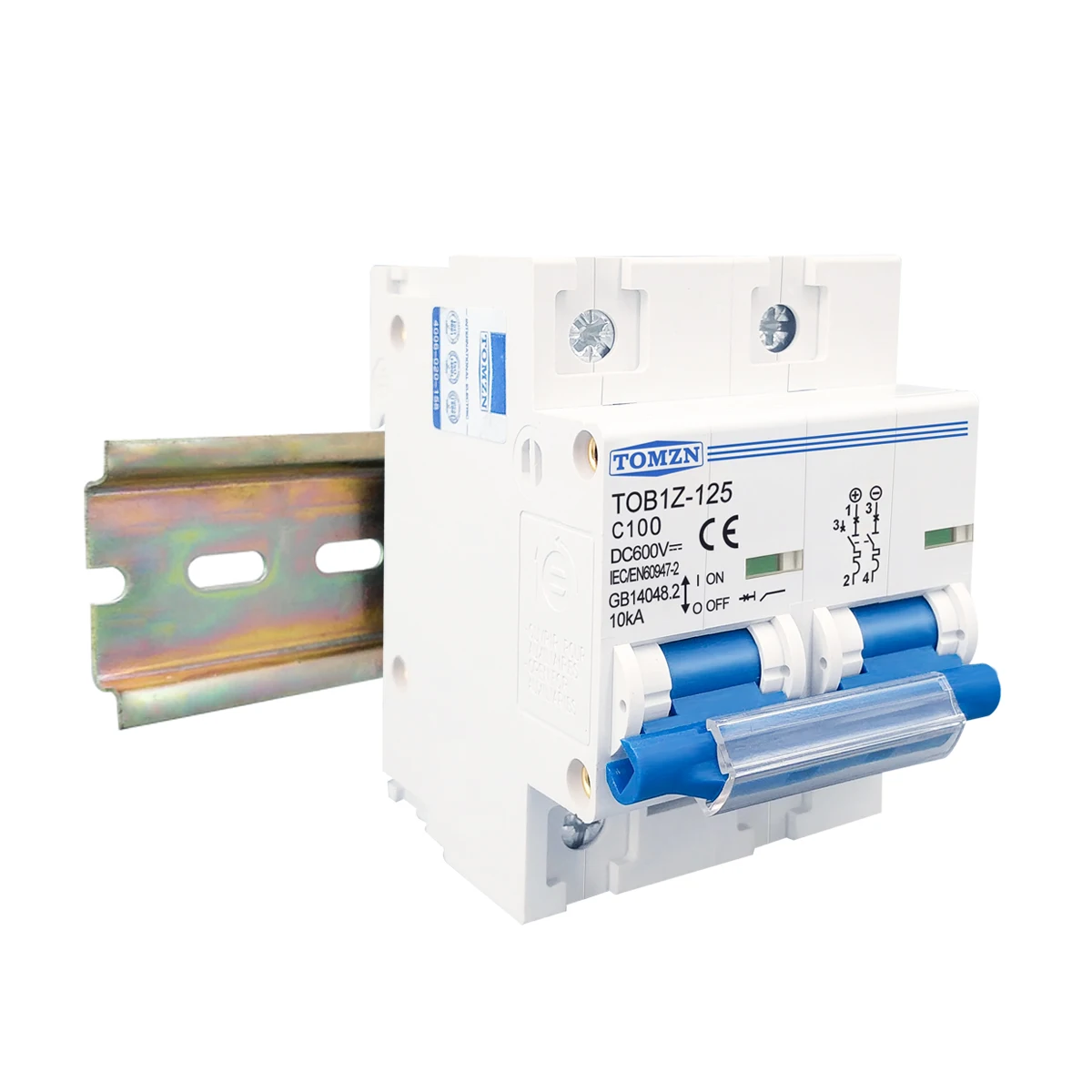 TOMZN 2P DC MCB 600V 125A 100A 80A Circuit Breaker PV System Battery Main Switch