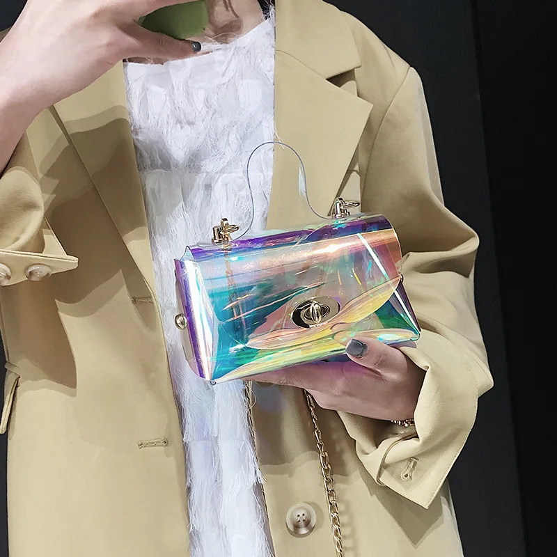 JIULIN 2020 new Fashion Luxury Designer laser trapezoidale piccola borsa quadrata con chiusura a tracolla borsa a tracolla in pelle PU borsa da donna