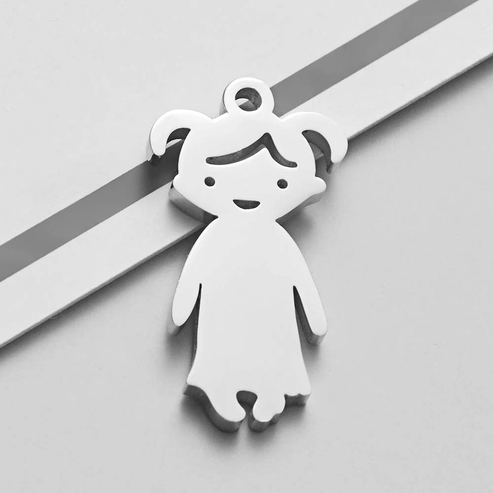 10 stks/partij Leuke Meisjes Jongens Charms Spiegel Polish Rvs Hanger Voor DIY Mode-sieraden Accessoires Groothandel
