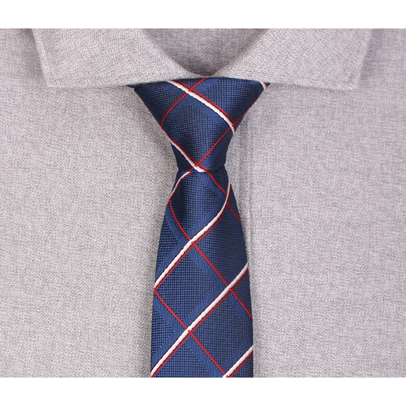 New Arrivals Men‘s 6CM Plaid Tie High Quality Fashion Formal Ties for Men Business Work Necktie Male Classical Blue Neck Tie