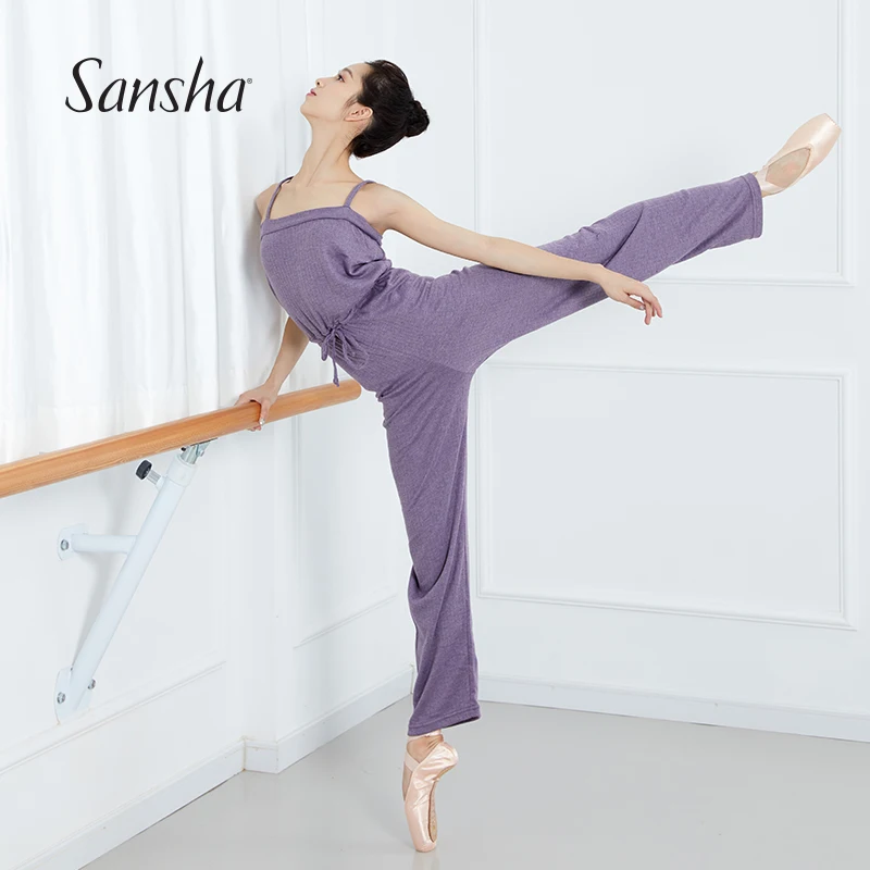 Sansha   Adult Girls Tank Leotard Polyester Ballet Dance Jumpsuit Women Grey Purple Ballet Cloth Dancewear KH2102P