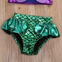 VISgogo 3Pcs Girls Mermaid Bikini Set Lace Up 3D Swimsuits Triangle Briefs Bowknot Elastic Headband Summer Swimwear Suit 5