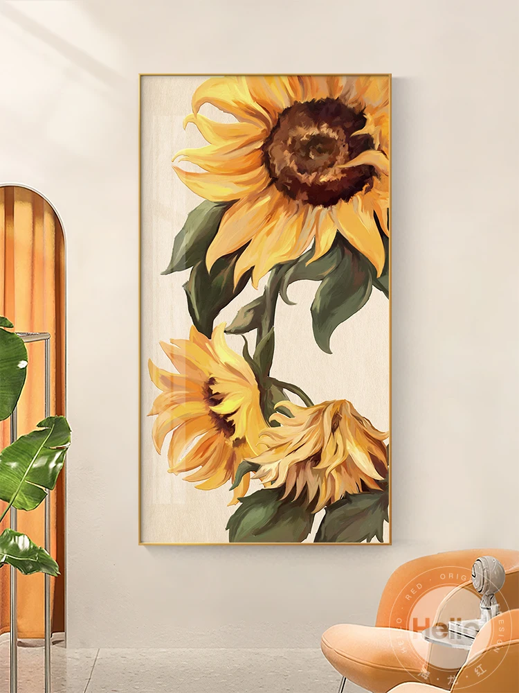 

EECAMAIL sunflower porch decorative painting aisle restaurant diamond painting round diamond embroidery cross stitch no frame