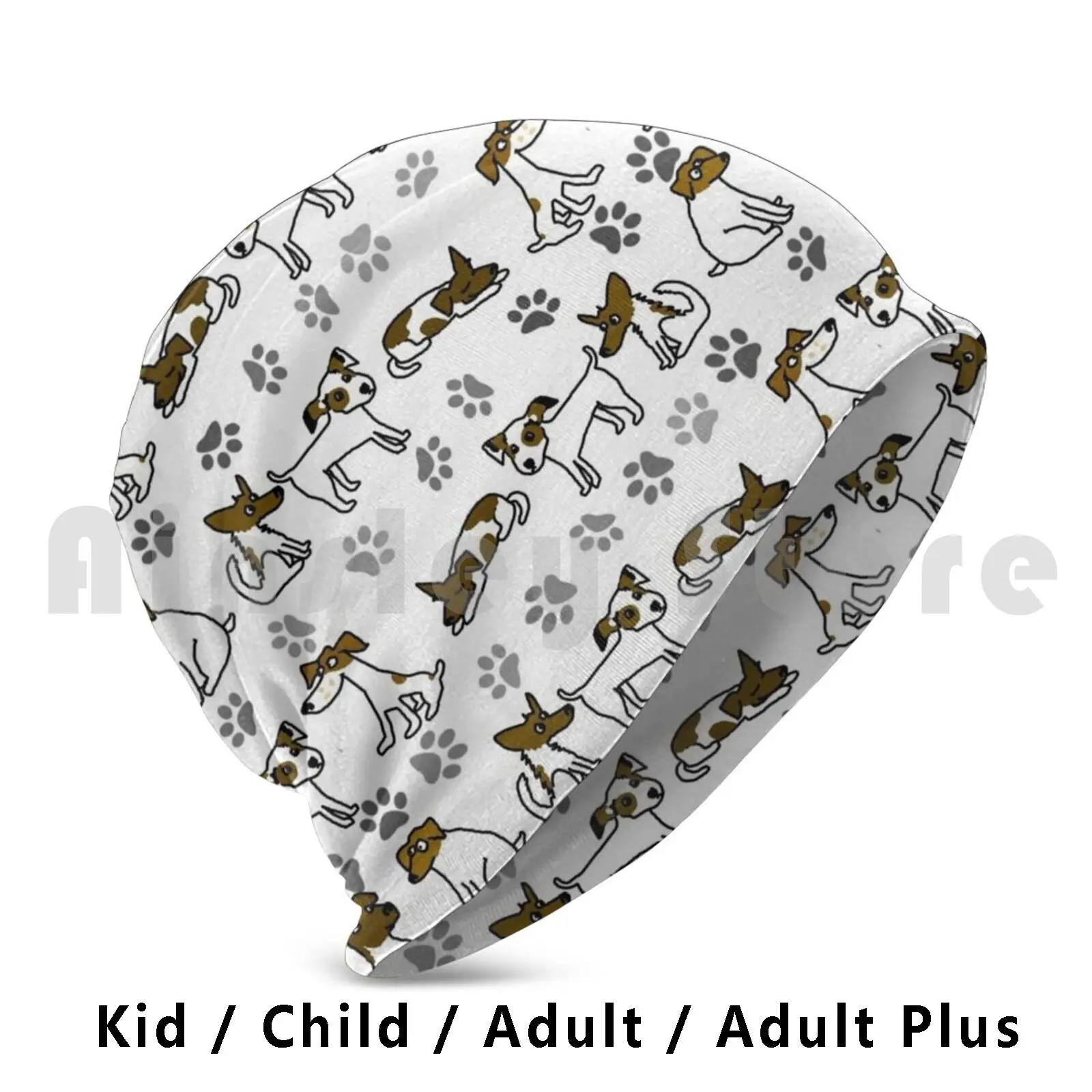 Funny Jack Russell Terrier Cartoon Pattern Beanies Knit Hat Hip Hop Jack Russell Dog Pup Cartoon Pattern Paw Funny