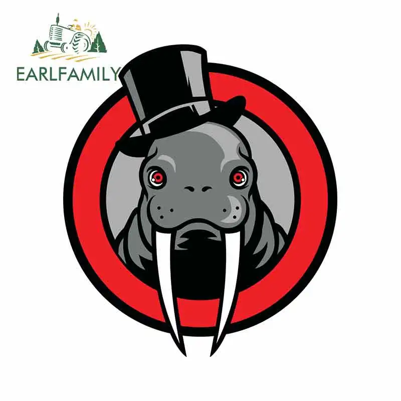 EARLFAMILY 13cm x 11.4cm for Walrus Car Stickers Waterproof DIY 3D Sticker Bumper Custom Printing Window Decal Decoration