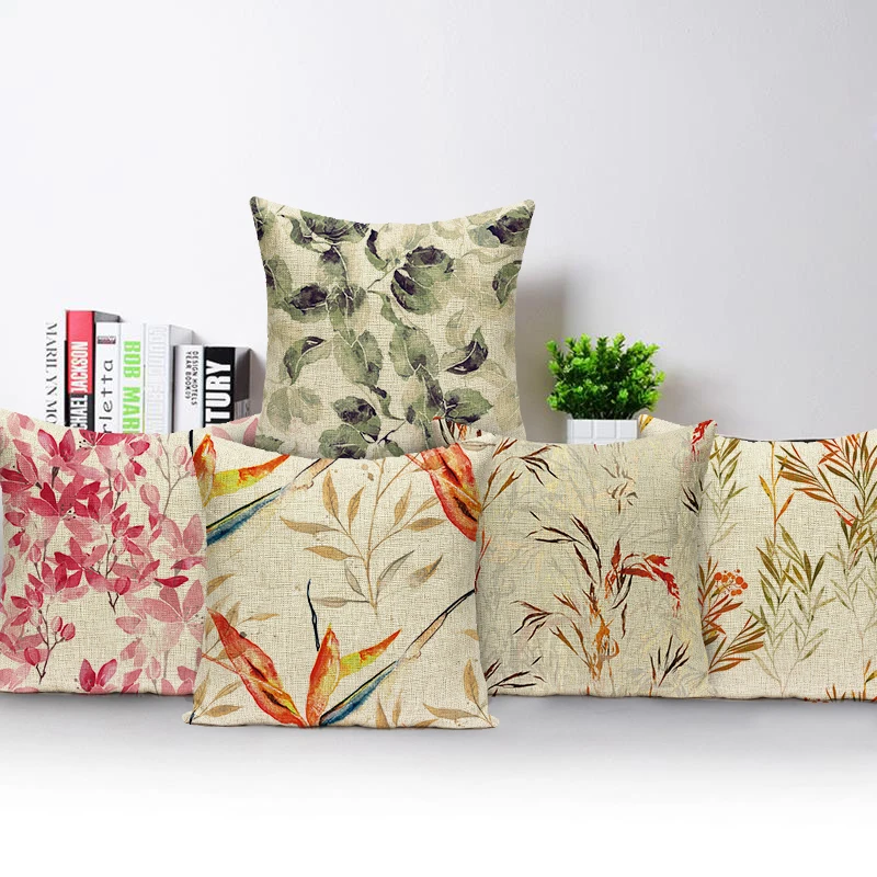 Plant Throw Pillows Cover for Cushions Sofa Seat Colorful Flowers Decorative Pillows Case Decoration Pillow Covers Case