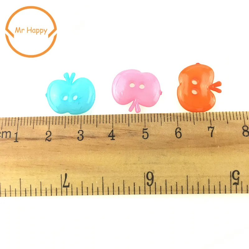 100PCs 13mm apple Shape Mixed Colors Resin Buttons  for Sewing or Scrapbooking Garment Accessories