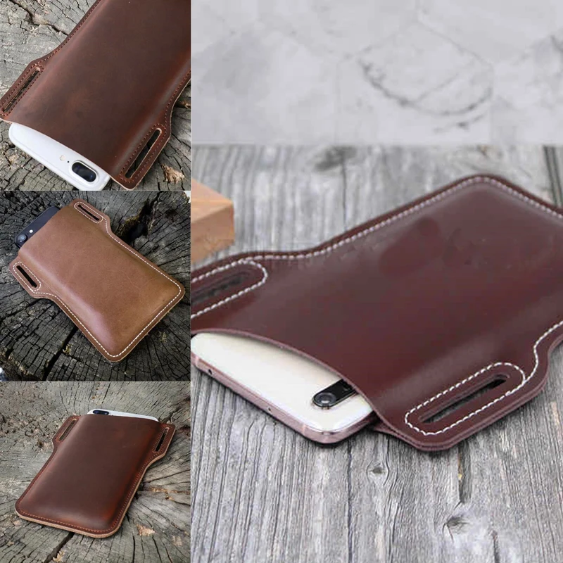 Fashion Leather Waist Belt Loop Men Cellphone Loop Holster Case Belt Waist Bag Props Leather Purse Phone Wallet