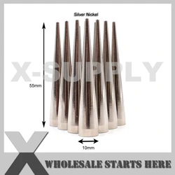 10x55mm Metal Silver Screw Back Cone Spike Stud/Brass Material,Used for Leather Craft,Jeans,Hats,Shoes,Punk Decoration