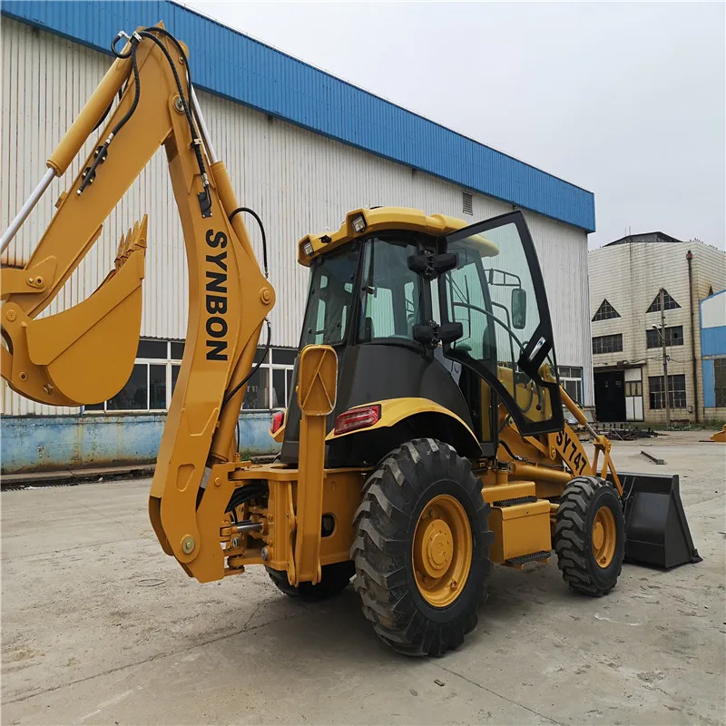 SYNBON 74KW Power Excavation Loading Wheeled Excavator Bucket Backhoe Loader