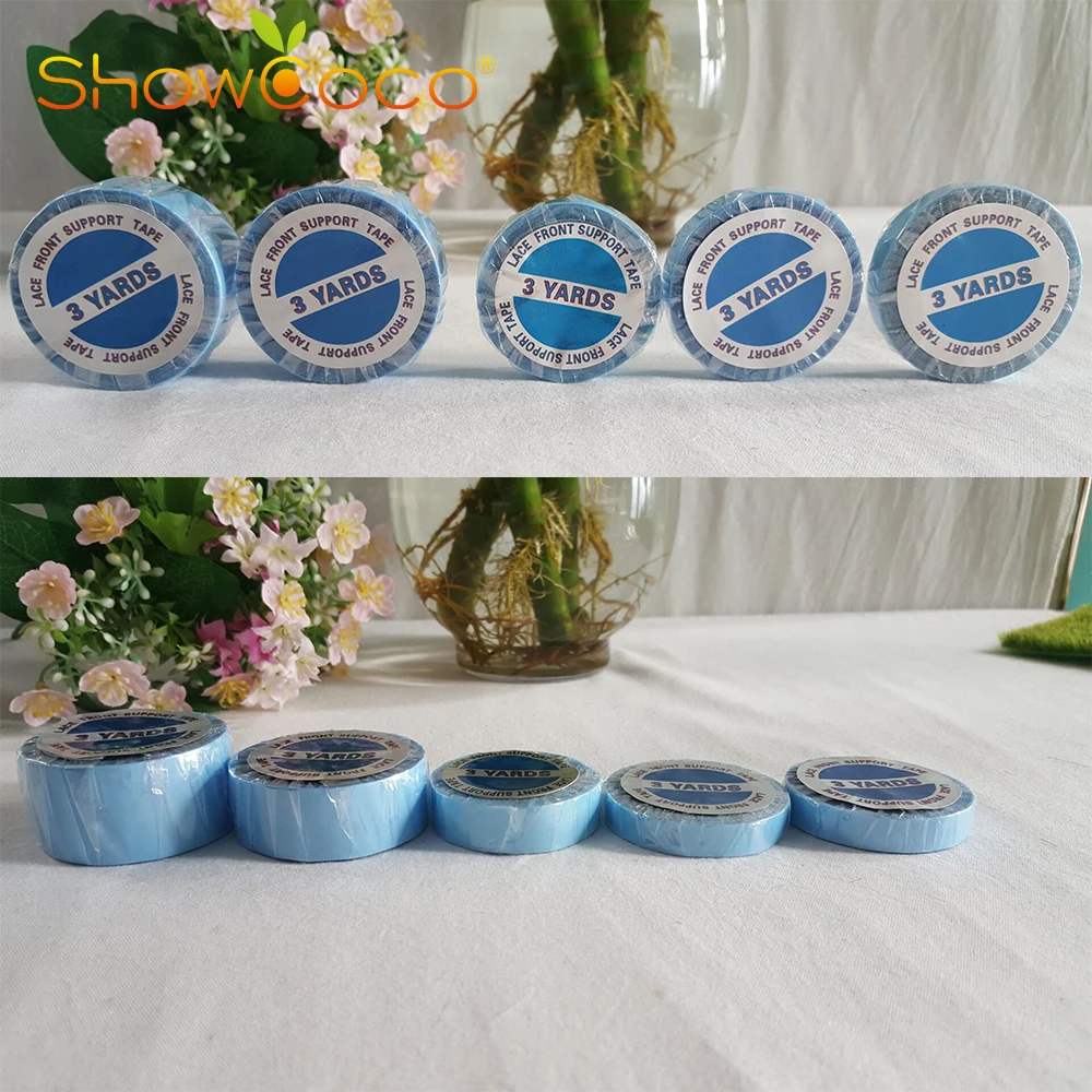 3 Yards Blue Rolled Hair Tape Double Sided Lace Front Support Tape Strong Adhesive Tape For Toupee Wig Human Hair Extensions