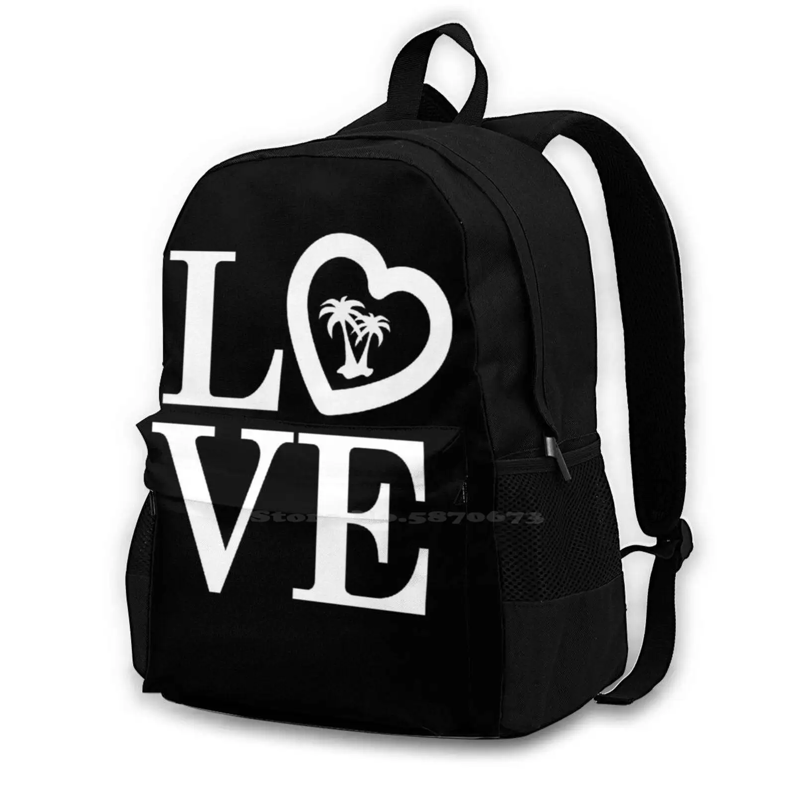 Love-Palm Trees Large Capacity School Backpack Laptop Bags Meme Trending Whoa Wow Cute Beach Sand Palm Trees