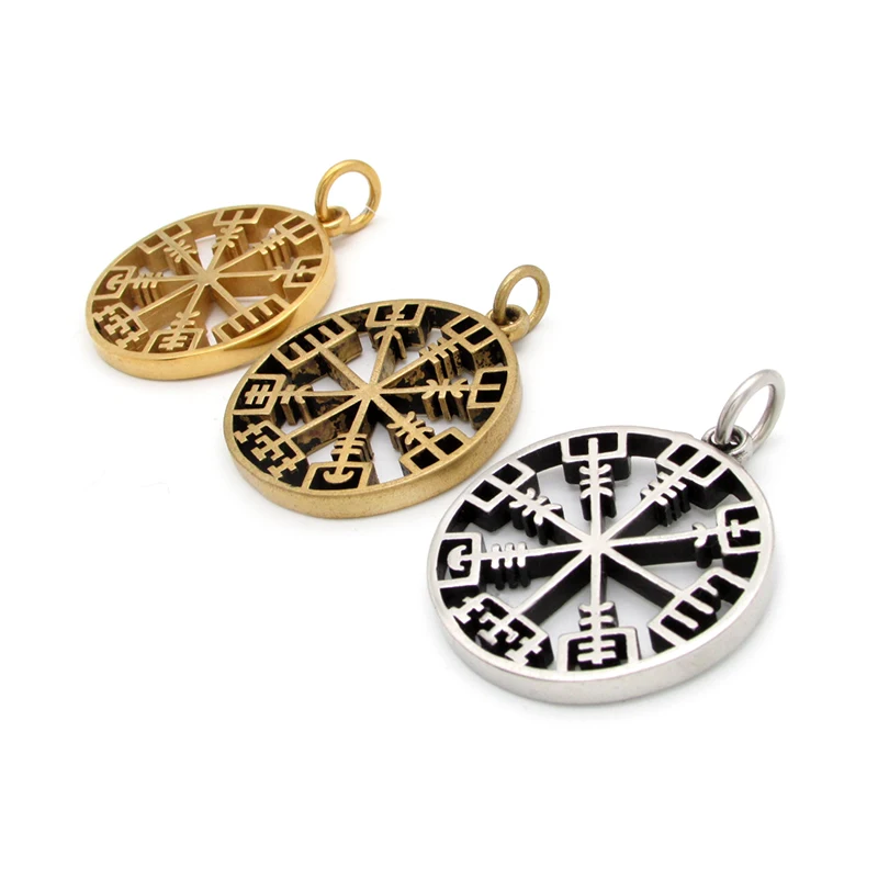 Viking Rune Icelandic Vegvisir Compass Helmet Horror In Runic Circle Pendant  Amulet Collier Necklace
