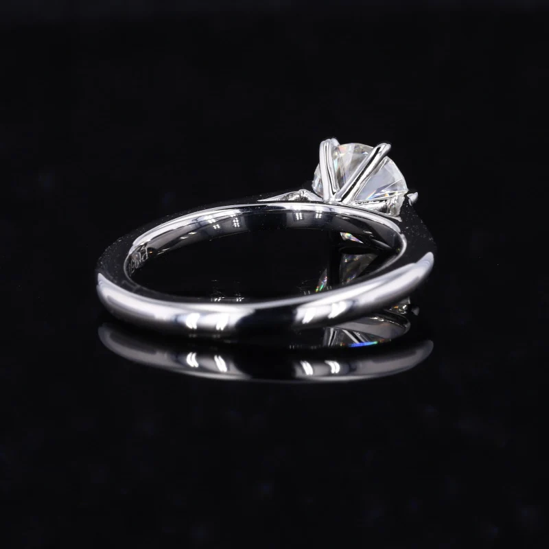 Special Design Platinum 6.5mm DEF Color Moissanite With  6 Claw Diamond Ring Classic Simple Style Gift For Women