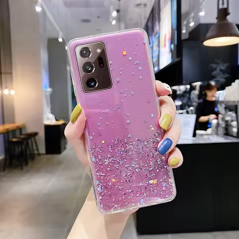 Luxury Bling Glitter Silicone Phone Case For Samsung Galaxy S25 S24 S23 S22 S21 S20 FE Note 20 Plus Ultra-thin Transparent Cover