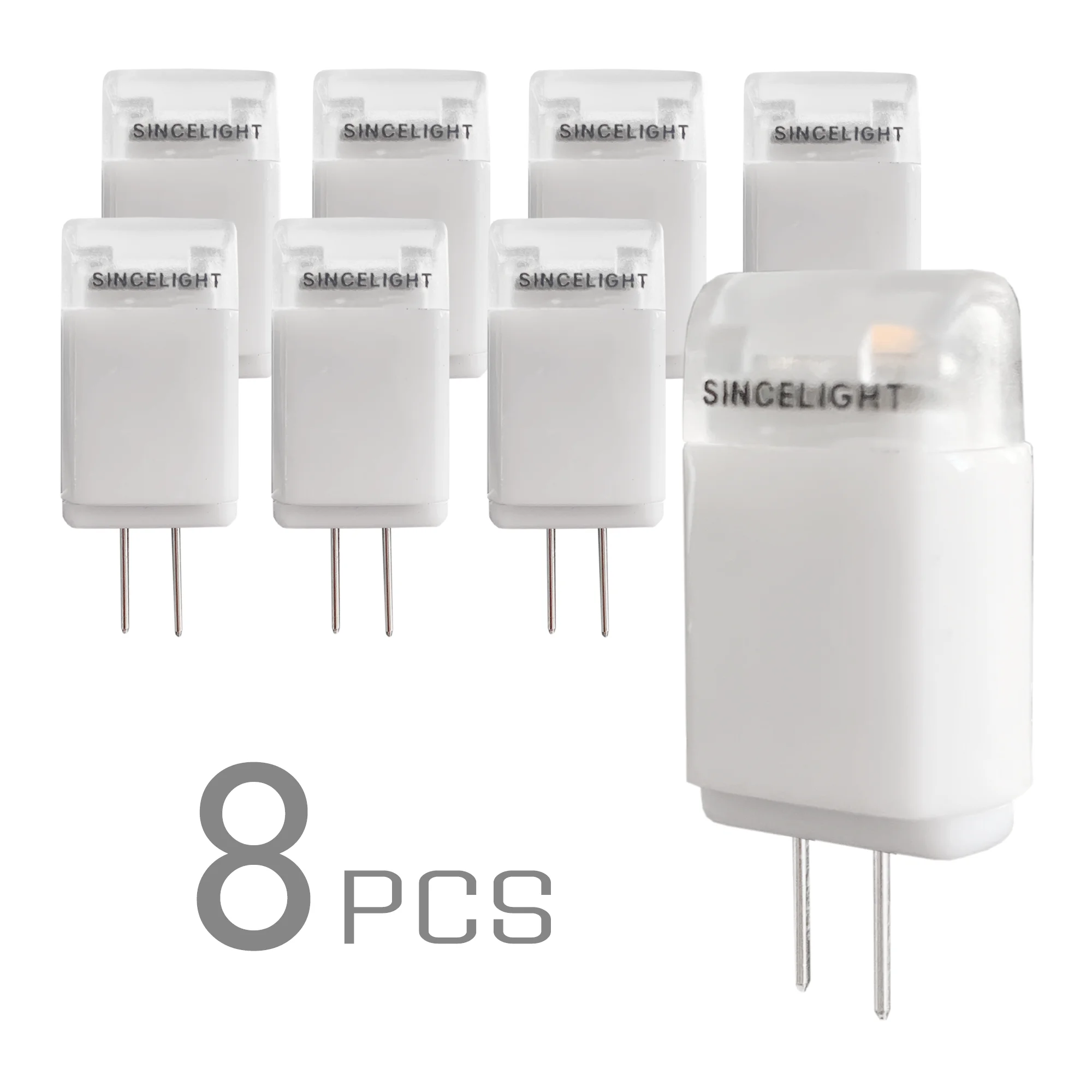 SINCELIGHT-bombilla LED G4 de 12V, 1W, 80lm, reemplazo de lámparas halógenas, radiador de cerámica para foco de araña, paquete de 8 unidades